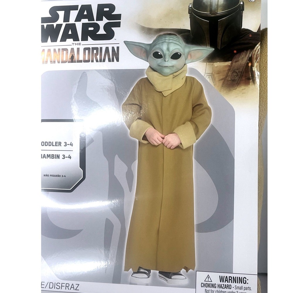 Star Wars Grogu Baby Yoda Costume Toddler 3-4 Mandalorian Halloween NWT